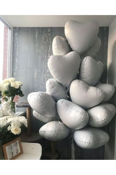 MERİ PARTİ VALENTINE'S DAY 5 PIECES WHITE HEART FOIL BALLON VALENTINE'S DAY BALLON