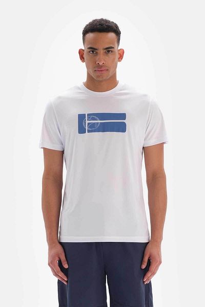 Dagi Weißes Herren-T-Shirt mit Tennisball-Aufdruck