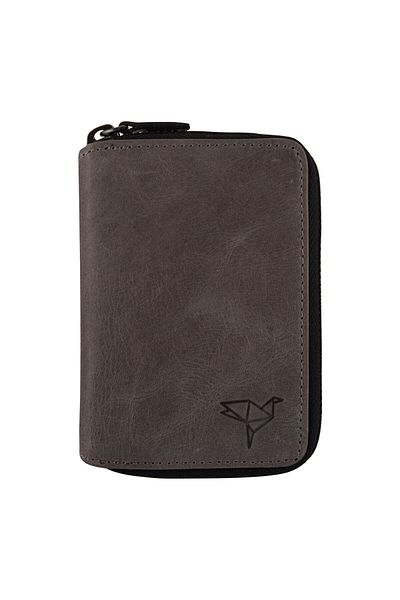Garbalia Unisex Γκρι Fargo Vintage Δερμάτινο Πορτφόλι με φερμουάρ