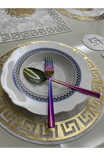 SEHARA Runner/placemat/tablecloth/19 Pieces Velvet, Grey/gold