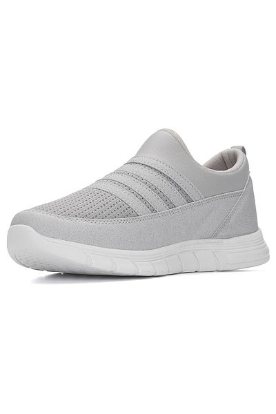 Nstil Casual Women's Men's Ice Gray Sneaker Rubber Lace up Mesh Breathable Sports Shoes 858