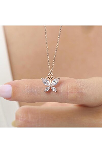 Mia Vento Işıltılı Kelebek Dokunuşu Rosegold Gümüş Kolye