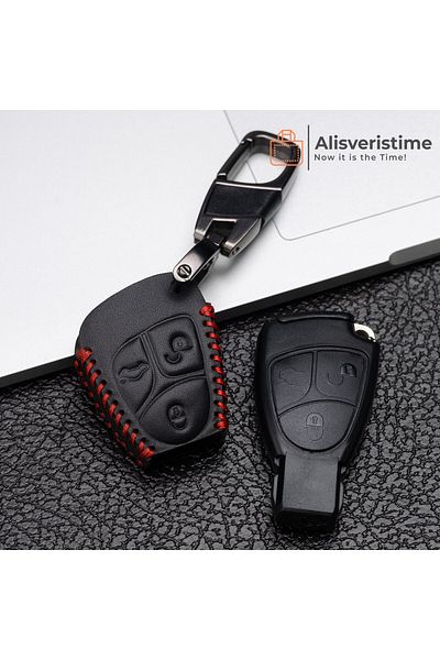 Alisveristime (Compatible With Mercedes A C E S G-class GLC CLA GLB W177 W205 W213 W222) Leather Key Case