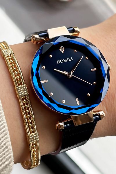 Homies Women's Wristwatch 3 Atm Waterproof Navy Color Steel Cord Bracelet with Gift Hmby2017c4