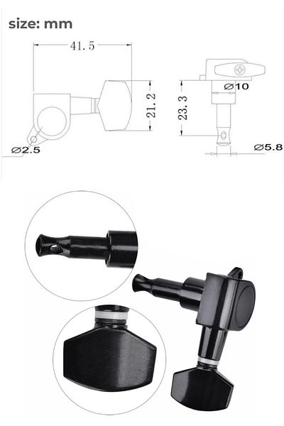 Midex AB1-BK Acoustic Guitar Quality Auger Kit Spare Parts Black Color