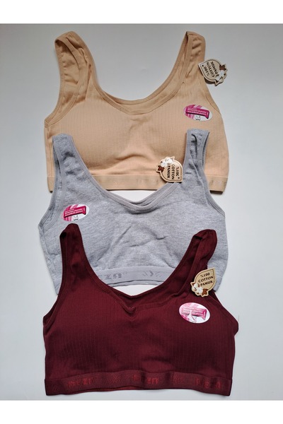 NARIYA Sutien de damă din bumbac de dimensiuni mari, din 3 piese, din 3 piese, cu pernuță în interior, cu jumătate de rezervor.