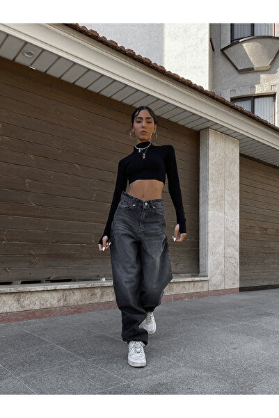 Alien 1979 Baggy Kesim Yıkamalı siyah Kot Pantolon