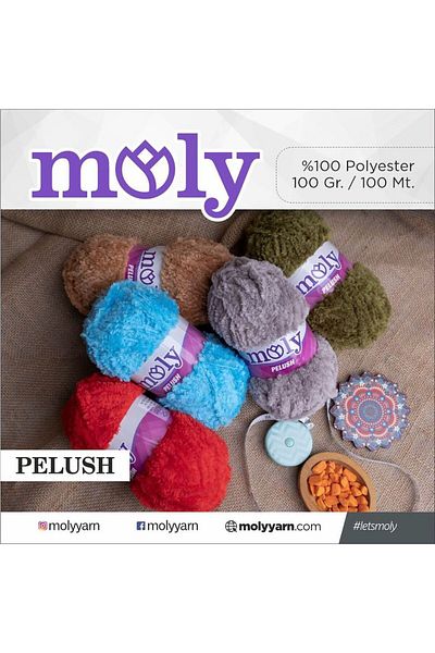 Moly 100Gr Plush Feather Knitting Thread - Yellow (045)