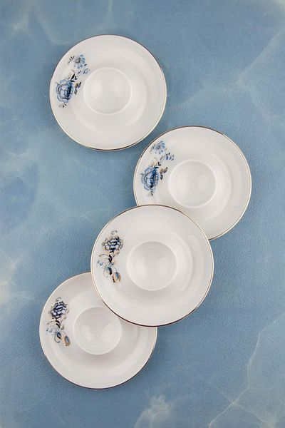 Bursa Porselen Dekor Gold blue 4 piece porcelain egg holder