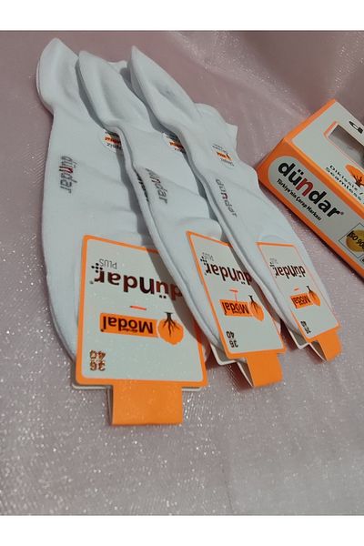 Dündar Plus Ciorapi de damă în modal, alb simplu 4506 Pachet de 12