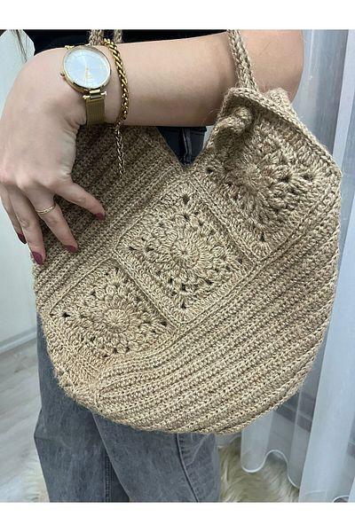 İLKCET MODA Women's Special Handmade Knitted Shoulder Bag