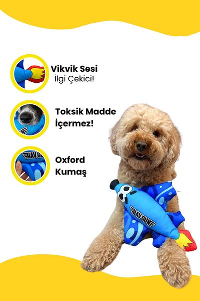 Havhav HavGun- Airplane Themed Dog Teething Toy Non-Toxic Durable Plush Dog Toy