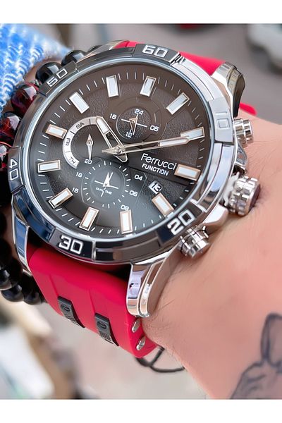 Ferrucci FERRUCCİ FUNCTION SILICONE CORD MEN'S WRISTWATCH + BRACELET WITH GIFT