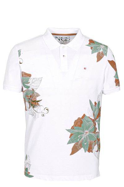 NCS Men's Polo Neck T-Shirt 100% Cotton Slim Fit Ribbed Sleeve Floral Pattern T-shirt NCS JEANS 1189
