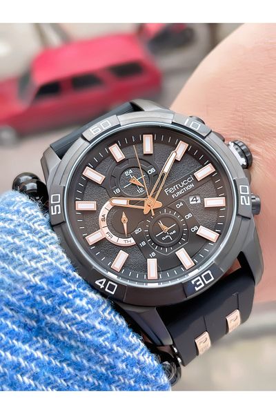 Ferrucci FERRUCCİ FUNCTION SILICONE CORD MEN'S WRISTWATCH + BRACELET WITH GIFT