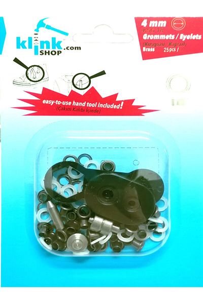 Klinkshop 18 Number Eyelet Hammer Application Apparatus and 25 Pieces 4mm Antique Yellow Eyelet Kit - Stainless Brass