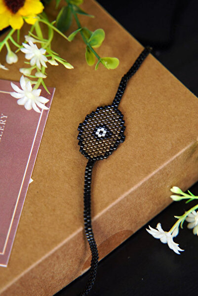 Naliru El Yapımı Göz Şekilli Minimal Şık Choker Tasma Ayarlanabilir Miyuki Cam Boncuk Boyun Kolye