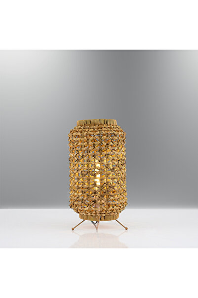 Özcan Aydınlatma 4458-55 Hasır Masa Lambası 22*38Cm Ahşap