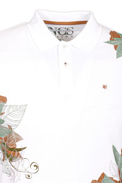 NCS Men's Polo Neck T-Shirt 100% Cotton Slim Fit Ribbed Sleeve Floral Pattern T-shirt NCS JEANS 1189