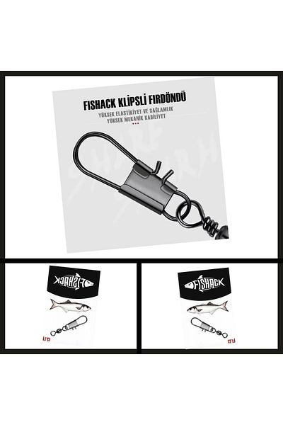 Uygunayakala Suitable-Catch No: 4 12 Pieces Fishack Stainless Clip Swivel Smoked-RDN.043