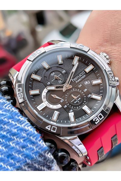 Ferrucci FERRUCCİ FUNCTION SILICONE CORD MEN'S WRISTWATCH + BRACELET WITH GIFT