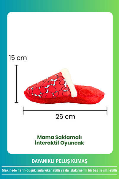 Havhav Kalp Desenli Mama Saklamalı Peluş Terlik Sesli Köpek Oyuncağı Interaktif Köpek Zeka Oyuncağı