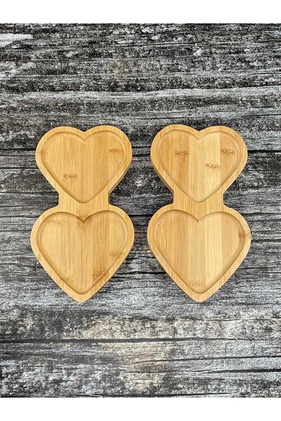 YzHome 2-Piece Bamboo Presentation Breakfast Set Service Heart Plate