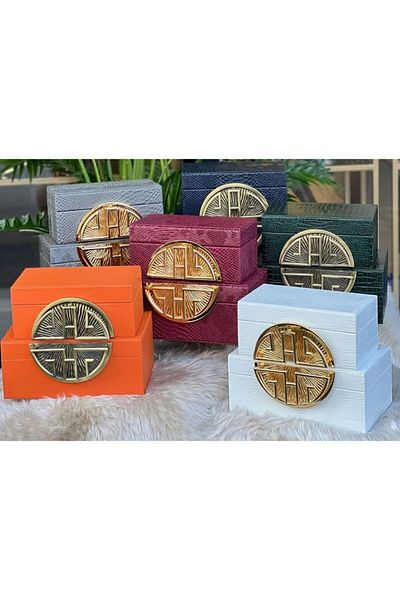 Aksesuar 2-Piece leather box decorative