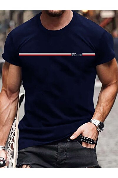 DAXİS Sportwear Company تي شيرت برقبة دائرية كبير الحجم مطبوع للجنسين من شركة...