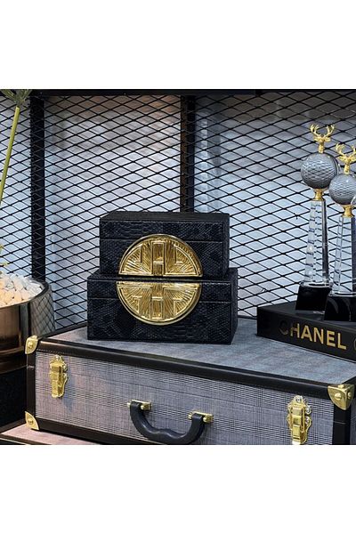 Aksesuar 2-Piece leather box decorative
