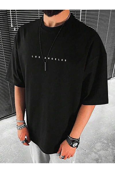 MOONBULL Pánské oversize tričko Los Angeles s potiskem na hrudi
