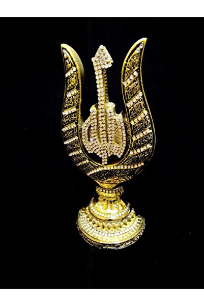 Gold Renk Lale Allah Lafzı Taşlı Biblo