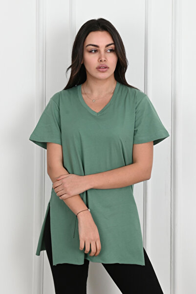 Koza Butik Γυναικείο μπλουζάκι με λαιμόκοψη σε σχήμα V 8783-22