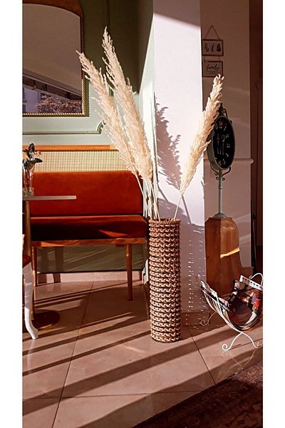 Egindra 60 cm Metal Wire Mesh Braided Pampas Vase - Special Design