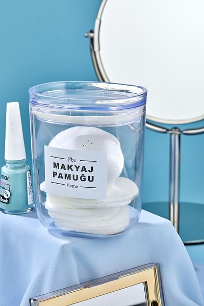 ŞAKİLATA CONCEPT Decorative Acrylic Makeup Cotton Storage Box - Organizer 400 ml