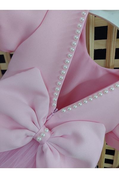 babysmile Rochie roz cu perle la guler