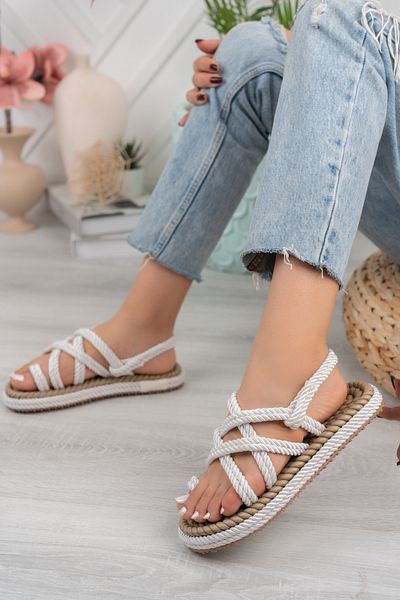 BAKGİY White Women's Flip Flops Sandals Bg1014-123-0001