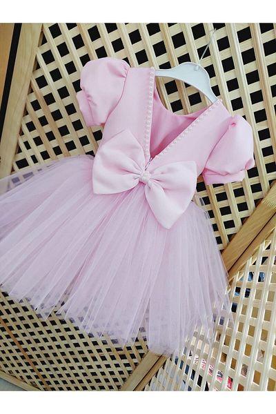 babysmile Rochie roz cu perle la guler