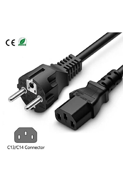 Derwell Power Güç Kablosu C13 3pinli Monitör Bilgisayar PSU Elektrik Güç Kablosu 220v 1.8 Metre