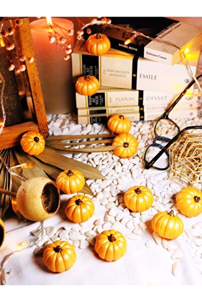 Reynes Balkabağı Dekor 12’li Adet Beton Kabak Obje Biblo Balkabağı Süs Dekora...