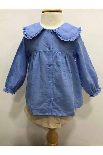 Çikoby Baby Girl Collar Blue Shirt