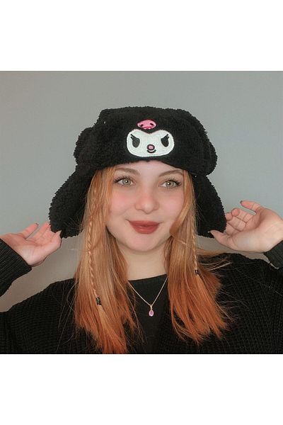 Halis Ticaret Plush Hat Black Kuromi Kawaii Anime