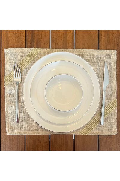 desen izmir American Service, Jut Wicker 6 piese brodate cu aur 30 cm X 40 cm