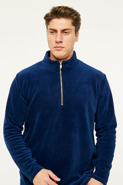 VEGA PORT Φούτερ Indigo Polar Half Metal Zipper Standard Fit Normal Cut