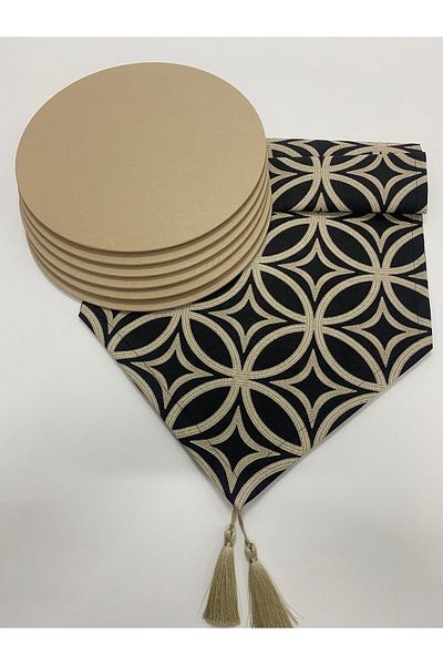 HALFART Σετ Rita Patterned Cream Runner και 6 τεμαχίων Cream Supla