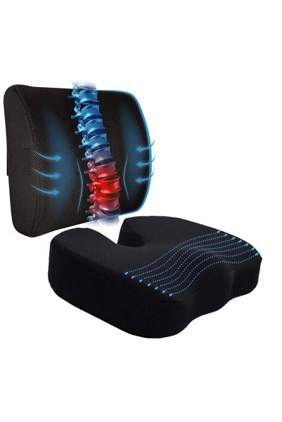 Generic Brand Visco Cocix Sitting Cushion Chair Pillow and Lumbar Back Support Cushion Set of 2