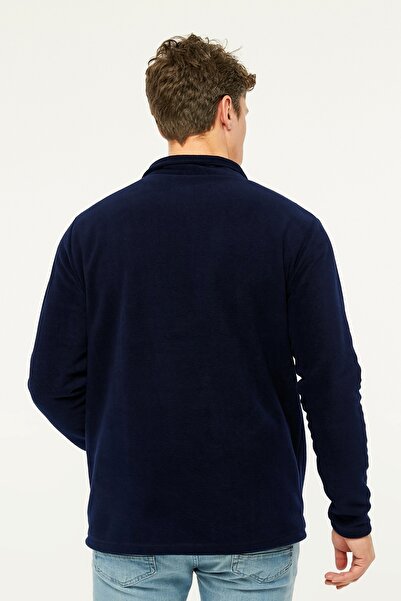 VEGA PORT Sweatshirt Navy Blue Polar Half Metal Zipper Standard Fit Normal Cut