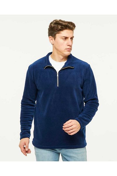 VEGA PORT Φούτερ Indigo Polar Half Metal Zipper Standard Fit Normal Cut