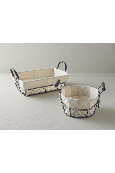 English Home Beige Lydia Metal Bread Basket