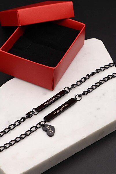 Northwatch Unisex Spotify Kodlu Siyah Renk Çift Bileklik & İsimli Ve Sevgili Bileklik